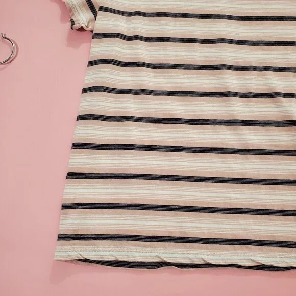 🖤 Dip Pink White Black Stripped T-Shirt 🖤 - Picture 11 of 12
